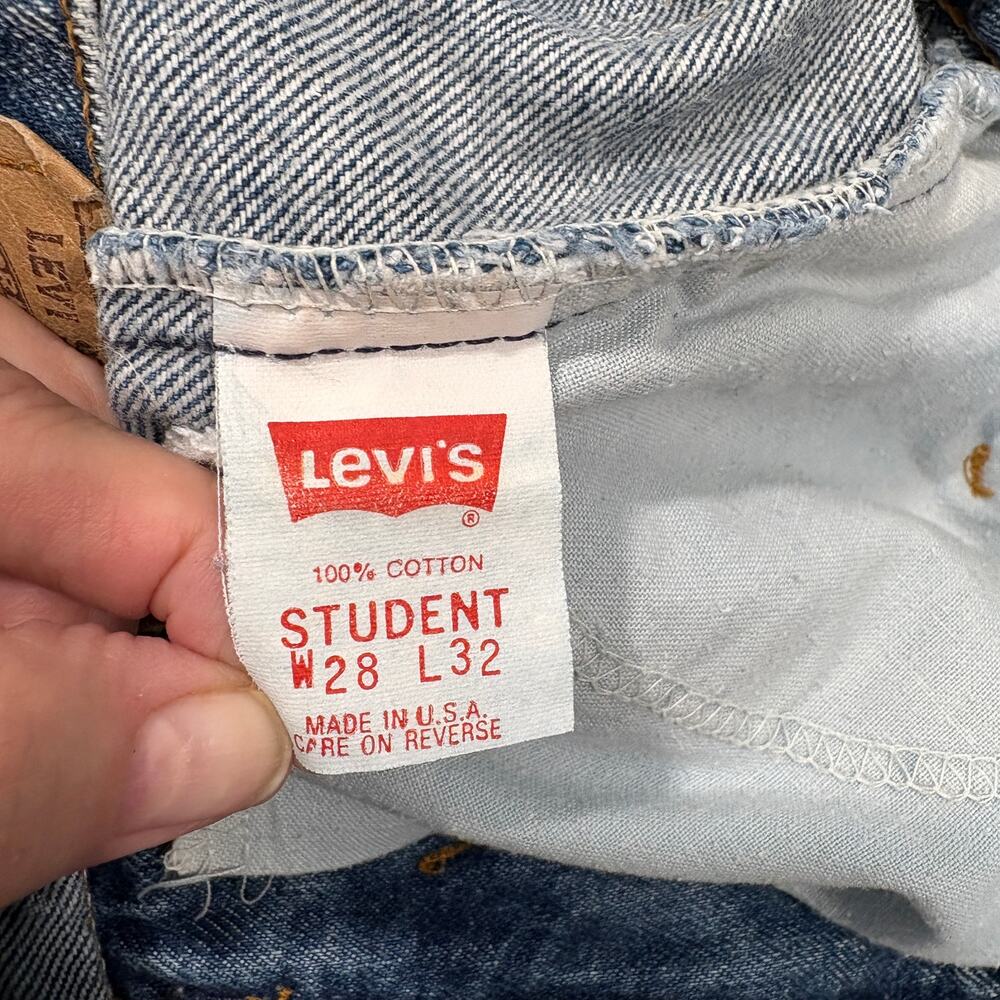 Levis Mens 28x32 505 Student Jeans Blue Acid Wash Vintage 90s Made in USA - Picture 4 of 16